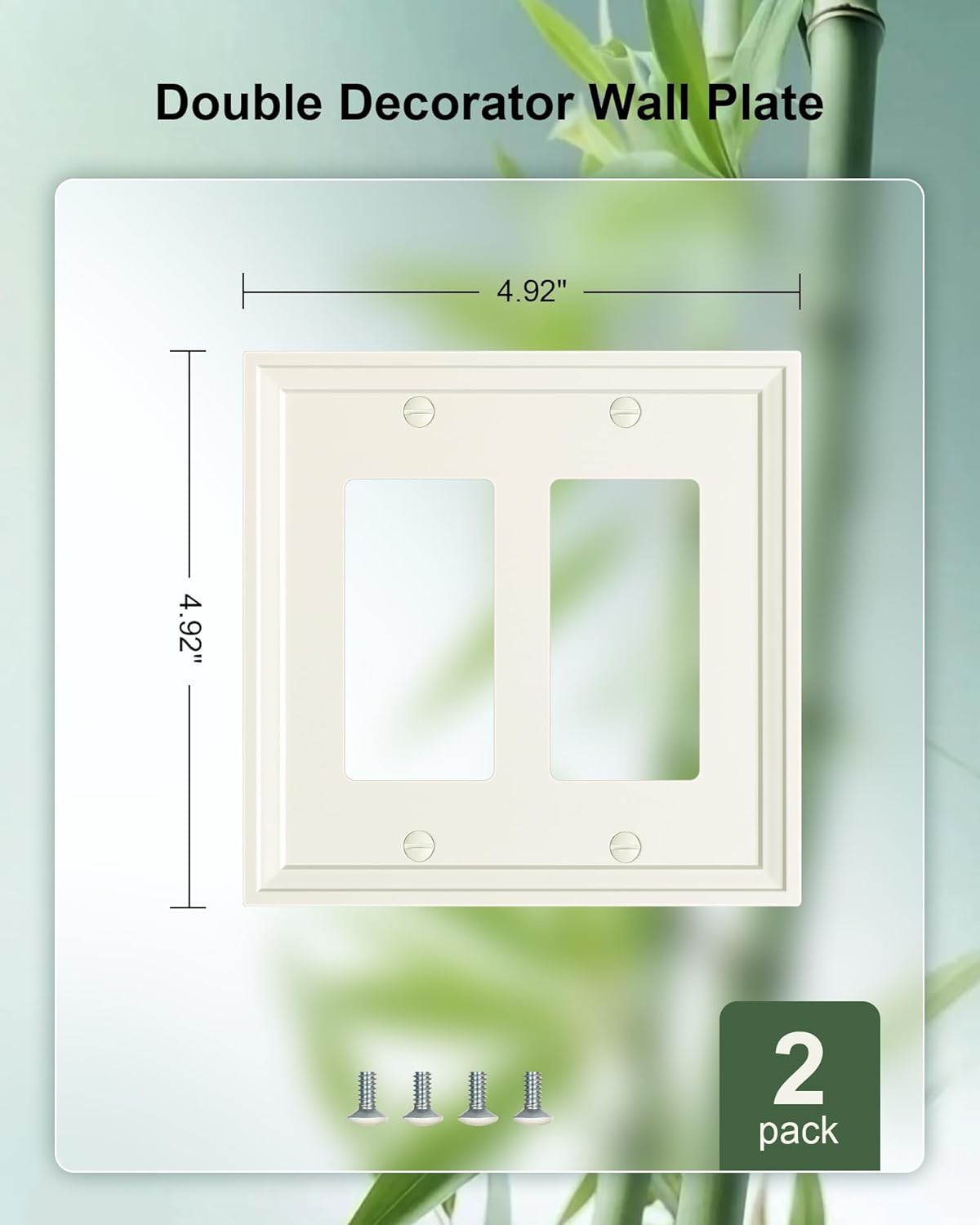 2-Pack Double Decorator Outlet Cover Plate, Light Almond Modern Decorative Switch Plates and Outlet