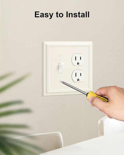 2-Pack Combo Toggle/Duplex Light Switch Cover Plate, Light Almond Outlet Cover Plate, Natural