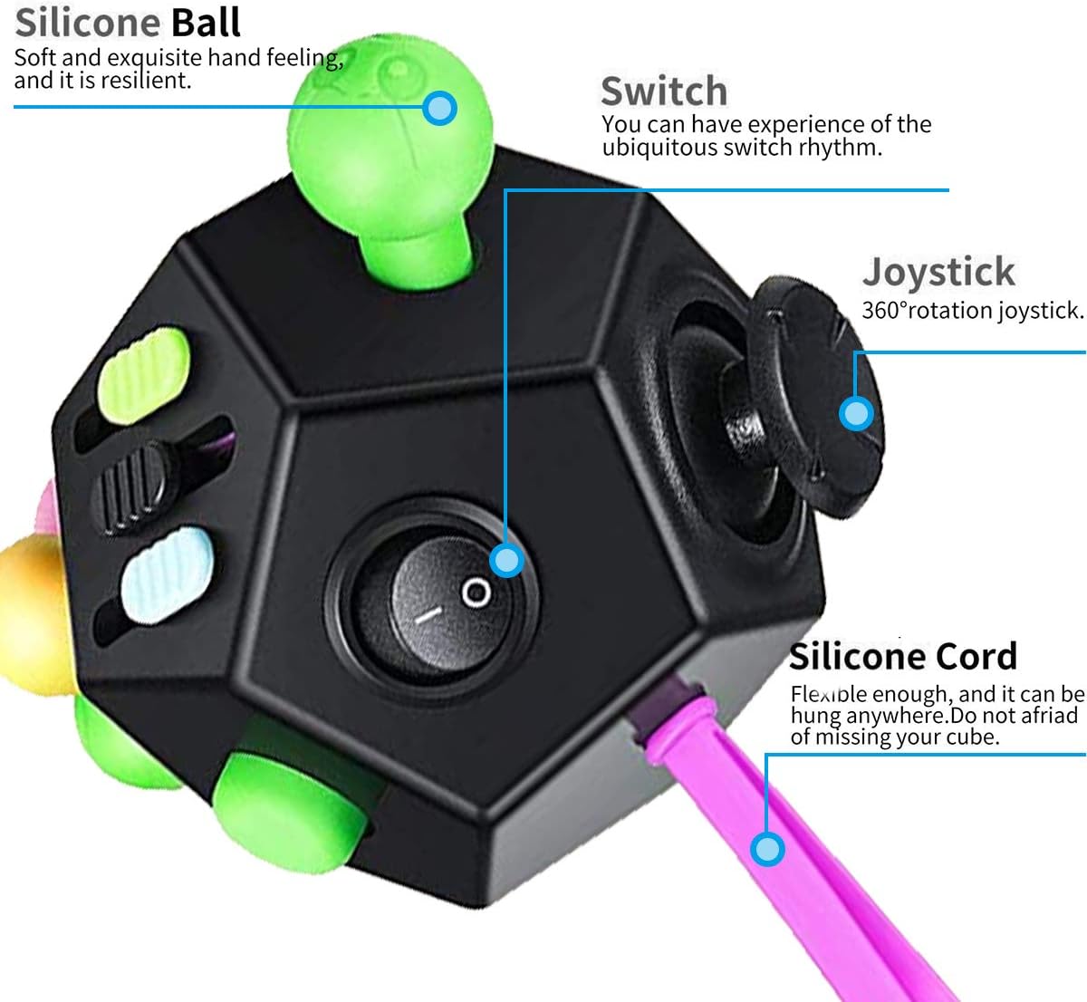 12 Sides Cube Toys,Fidget Toys Relieves Stress and Anxiety for Kids,Teens and Adults with
