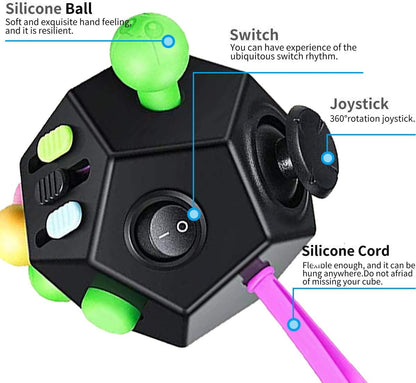 12 Sides Cube Toys,Fidget Toys Relieves Stress and Anxiety for Kids,Teens and Adults with