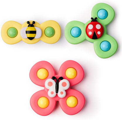 LiKee Strong Suction Cup Fidget Spinnerz Sensory Bath Toys for Baby 12 18 Months Airplane Car