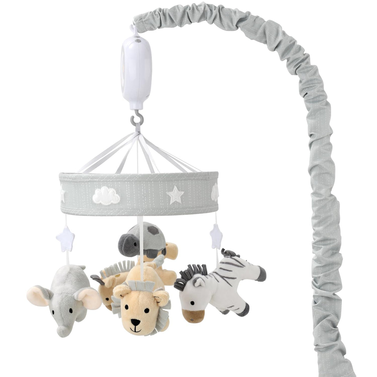The Peanutshell Crib Mobile for Boys or Girls - Grey Musical Baby Crib Mobile with 12 Lullabies