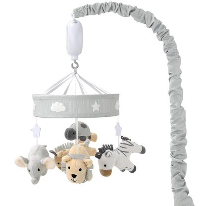The Peanutshell Crib Mobile for Boys or Girls - Grey Musical Baby Crib Mobile with 12 Lullabies