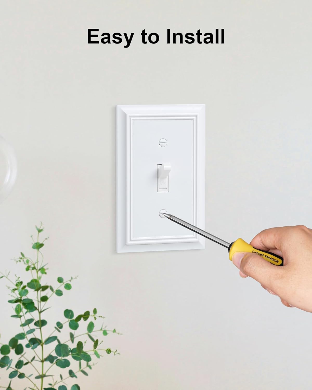 4-Pack Single Toggle Light Switch Cover Plate, Durable Natural Bamboo Fiber Decorative Switch Plate