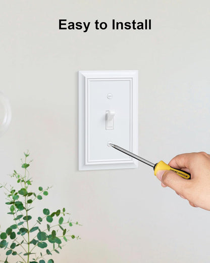 4-Pack Single Toggle Light Switch Cover Plate, Durable Natural Bamboo Fiber Decorative Switch Plate