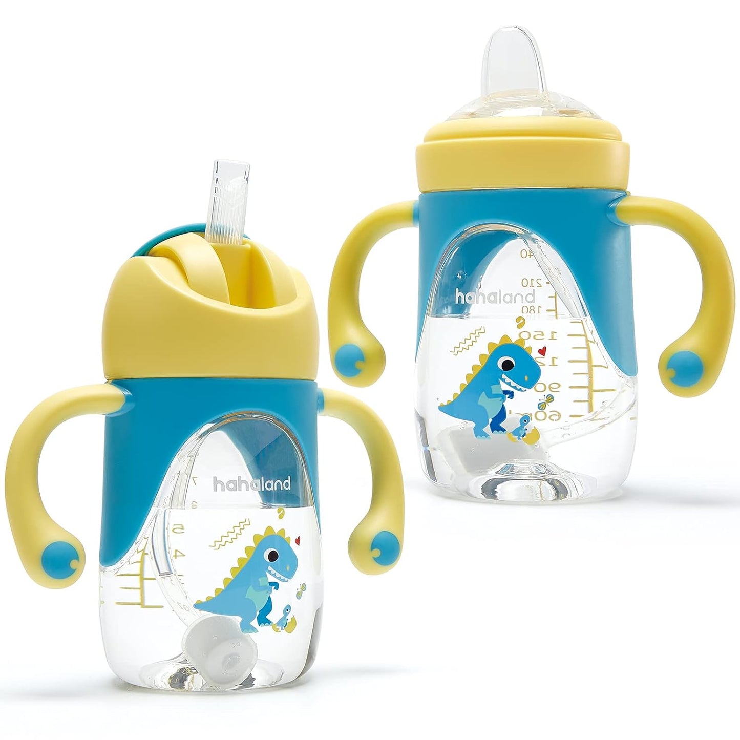 hahaland Sippy Cup for 6+ Month Old - 2 in 1 Spout & Straw Sippy Cups for Toddlers 1-3 No Spill