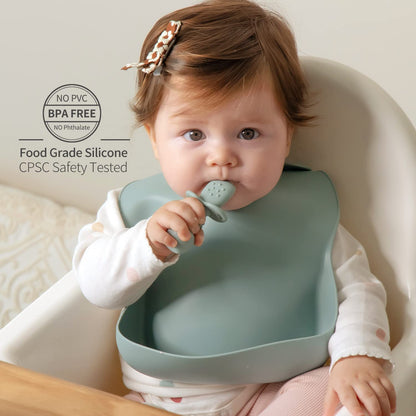 SAMiGO Silicone Baby Spoons Self Feeding 6+ Months - Infant Toddler Utensils - First Stage Baby Led