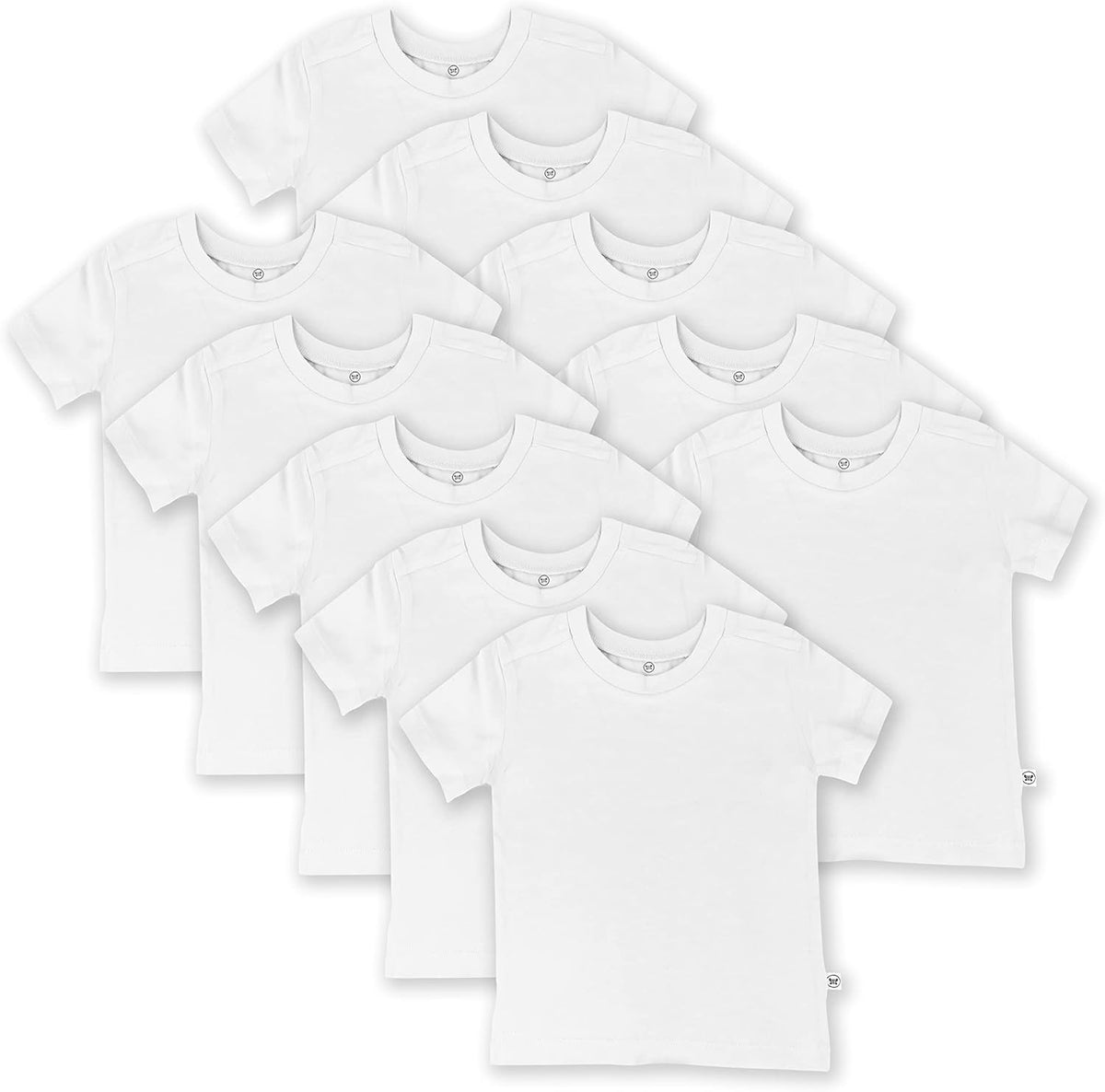 HonestBaby 10-Pack Short Sleeve T-shirts 100% Organic Cotton Baby, Toddler, Little Kids, Boys