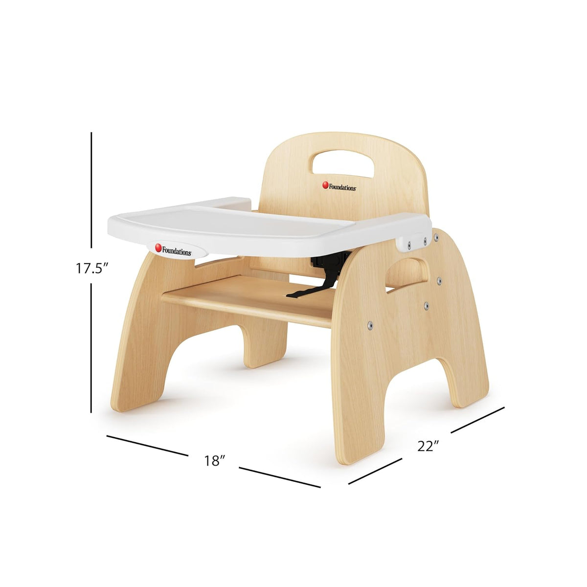 Foundations Easy Serve Low Wood Feeding Chairs Multipack, Adjustable Harness, Removable Dishwasher