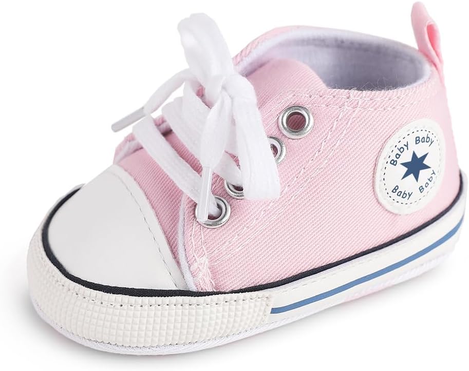 Unisex Baby Girls Boys Canvas High-top Shoes, Newborn Infant Anti-Slip Soft Sole Frist Walking