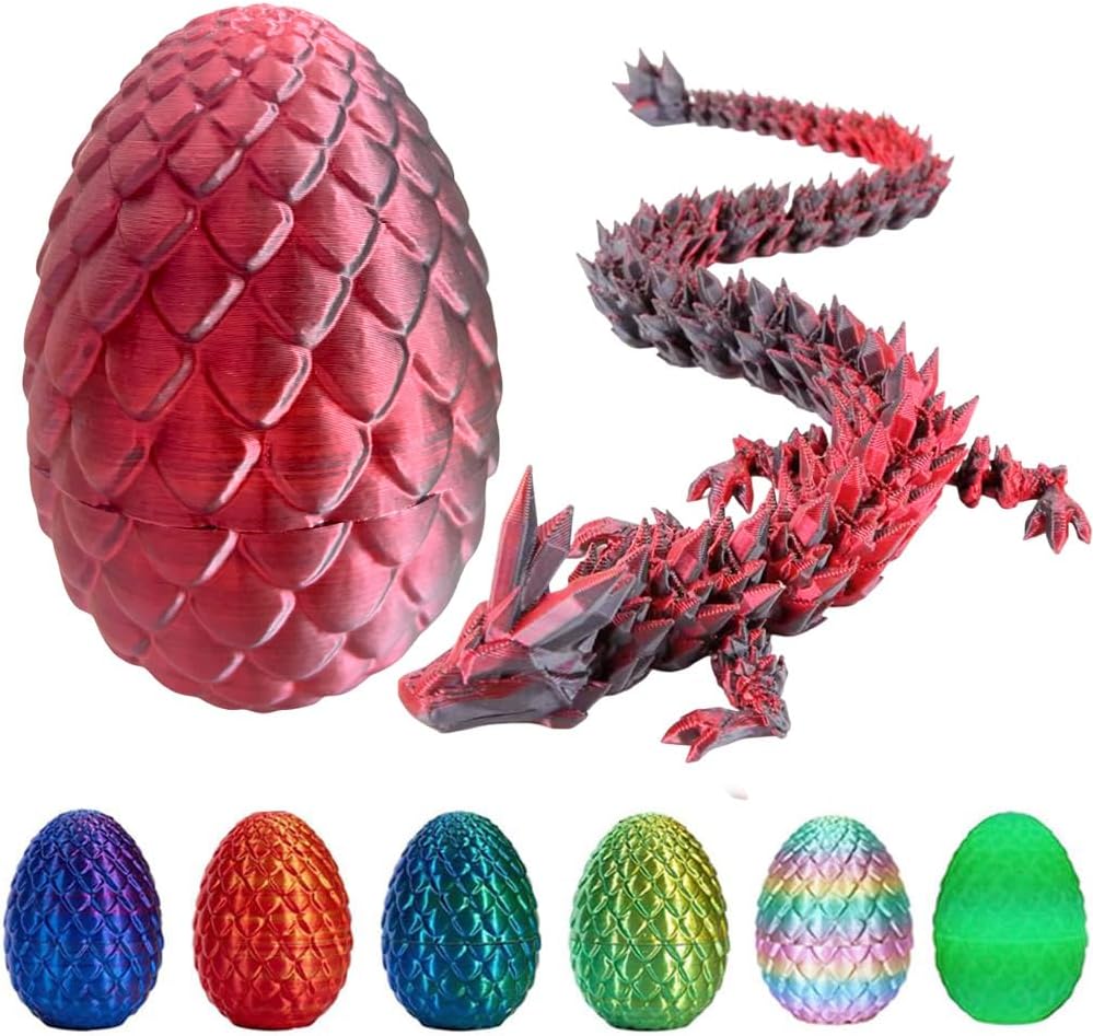 3D Printed Dragon Egg, Mystery Crystal Dragon Egg Fidget Toys Surprise, Easter Eggs Articulated