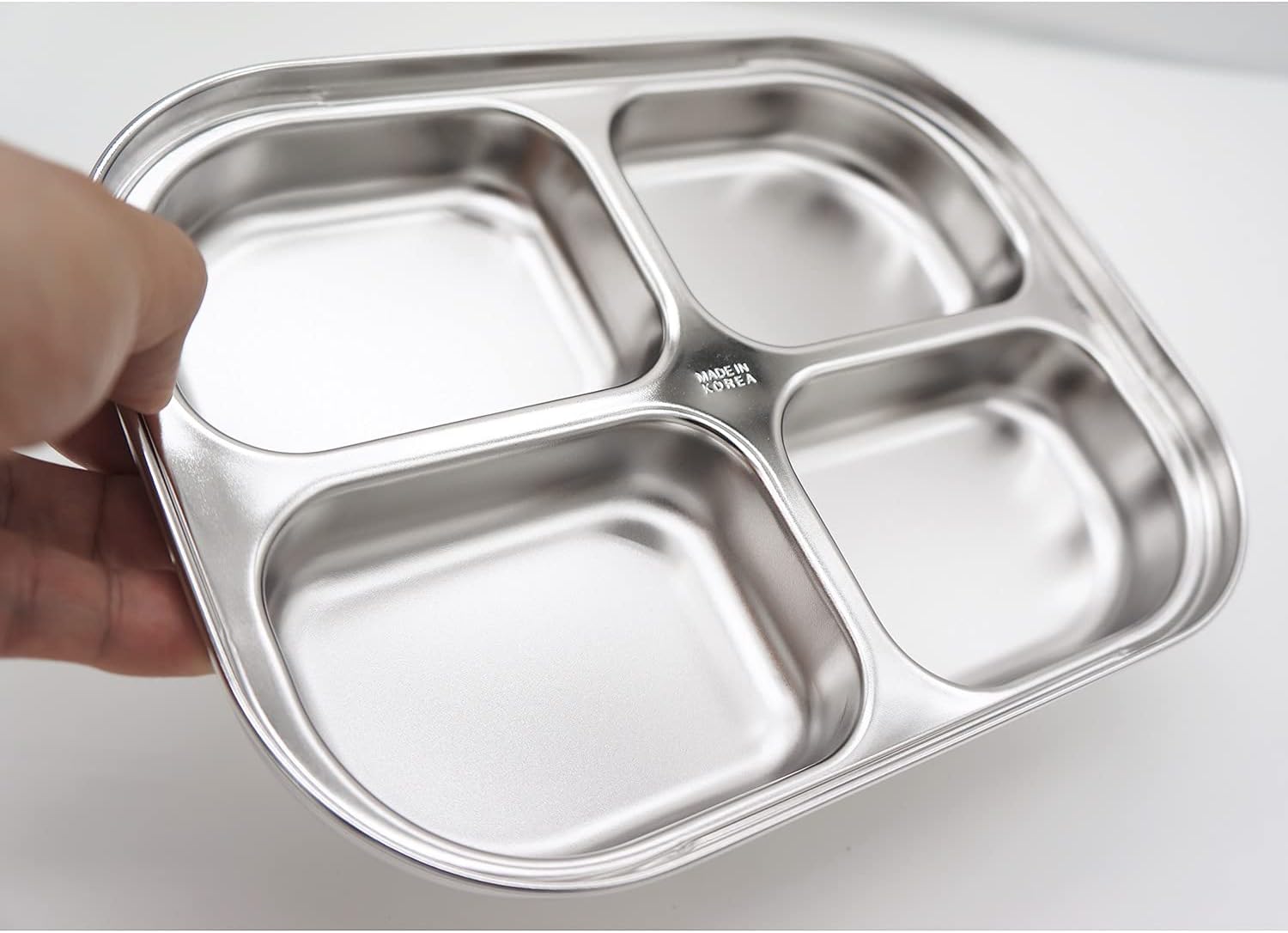 Korean Stainless Steel Divided Plates by KS&E, Little Kids Toddlers Babies Tray, BPA Free, Diet