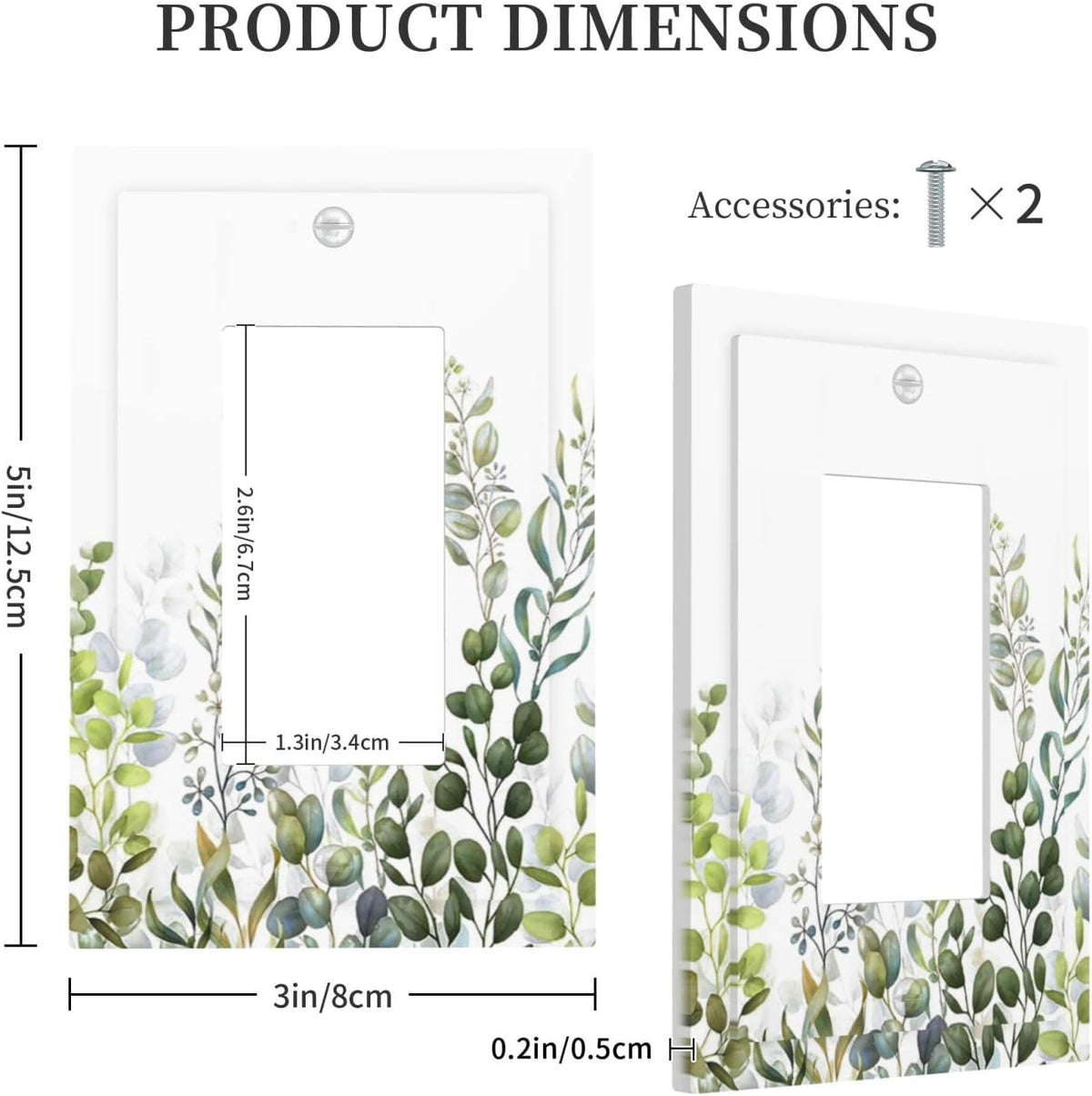 Green Eucalyptus Leaf Plant Herbs Springnature Decorative Outlet Covers 1 Gang Single Rocker Light
