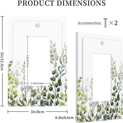 Green Eucalyptus Leaf Plant Herbs Springnature Decorative Outlet Covers 1 Gang Single Rocker Light