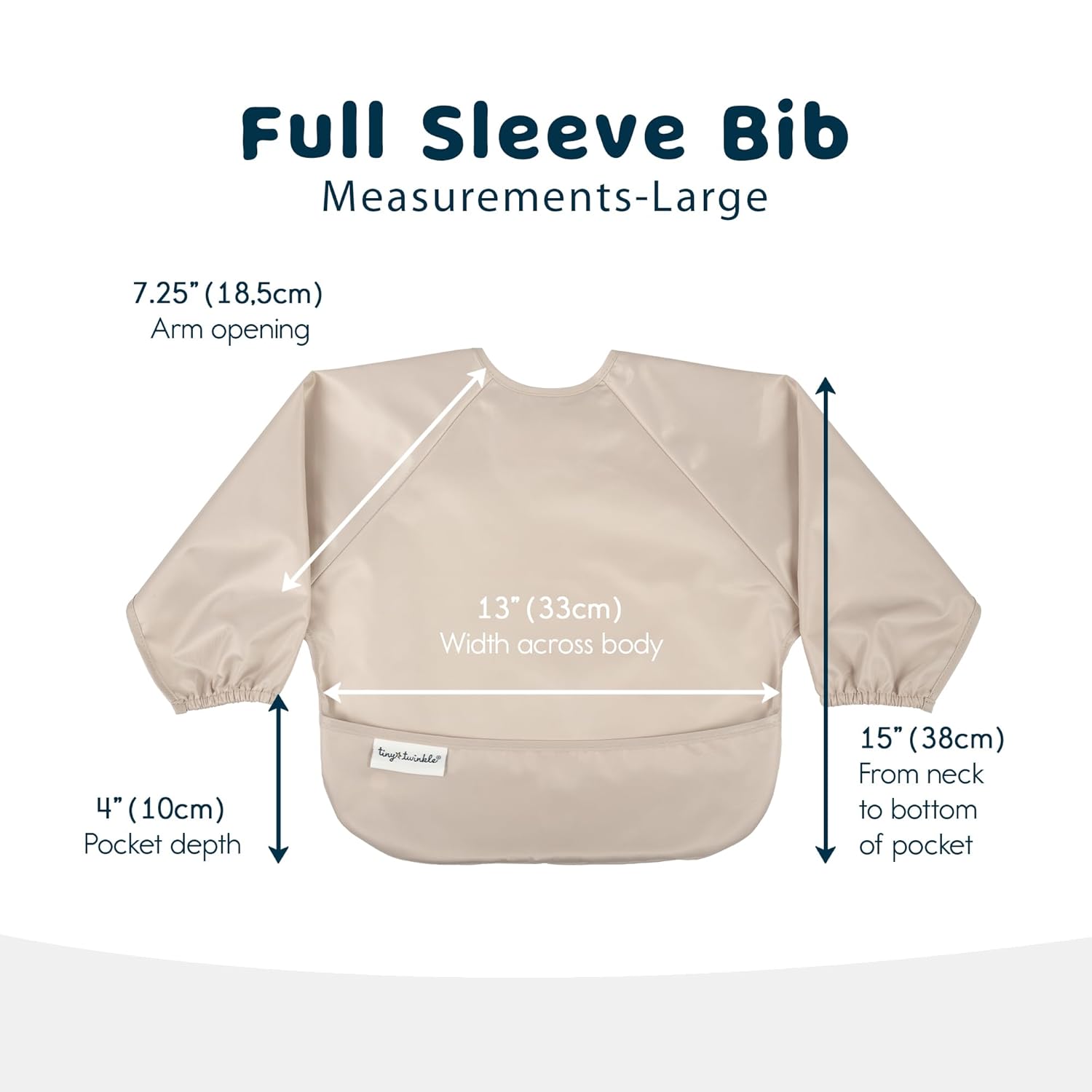 Tiny Twinkle Mess Proof Baby Bibs, 2pk Waterproof Smock Baby Bibs for Eating, Machine Washable Long