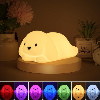 Tremdwoto Dog Night Light for Kids,Cute Colorful Night Light Baby Girl Squishy Night Light Lamp 1/3