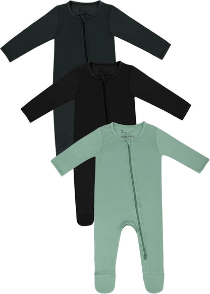 Jimonda Baby Romper Boys Girls Bamboo Pajamas 2-Way Zipper Footed Unisex Zip-Up Sleepers Sleep and