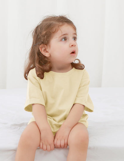 Jimonda Baby Bubble Romper Boy Girl Solid Color T-Shirt Outfits Short Sleeve Bodysuit Organic