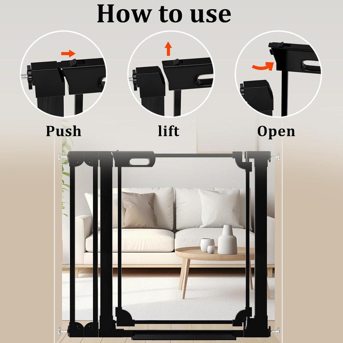 WAOWAO Clear Baby Gate for Stairs Modern Design Acrylic Auto Close Pet Gate, 29.52-47.24" Wide