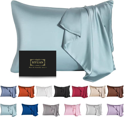 Mulberry Silk Pillowcase for Hair and Skin,Standard Size Cooling Silk Pillow Case with Hidden
