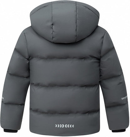 Kids Boy's Winter Coat Fleece Lined Waterproof Jacket Puffy Cotton Coat Thick Hooded Down Outdoor