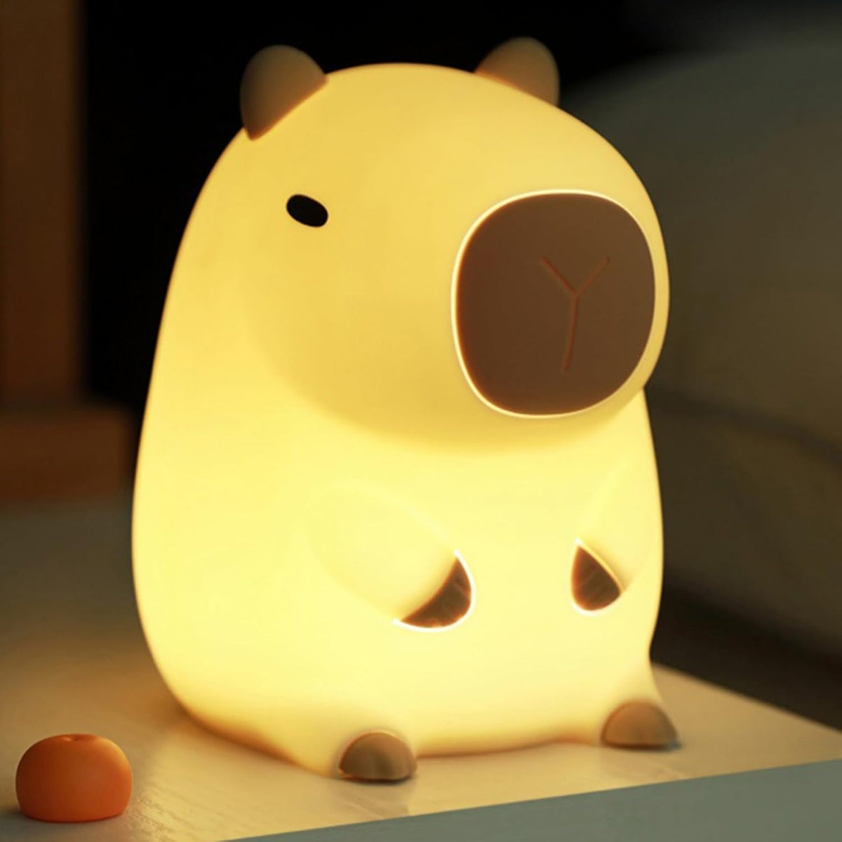 Cute Capybara Night Light,LED Squishy Animal Night Lamp,Soft Silicone Novelty Nightlight,Kids Funny