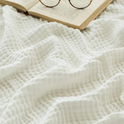 EMME Cotton Bed Blankets White Blankets for Bed Muslin Twin Blanket 60"x80" Lightweight Soft Twin