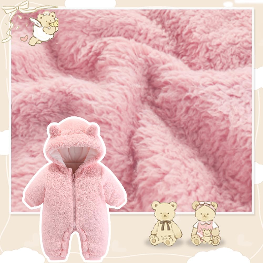 UVIPC Baby Newborn Bear Outfit Fleece Snowsuit Winter Clothes Hooded Jumpsuit Romper for Baby boy