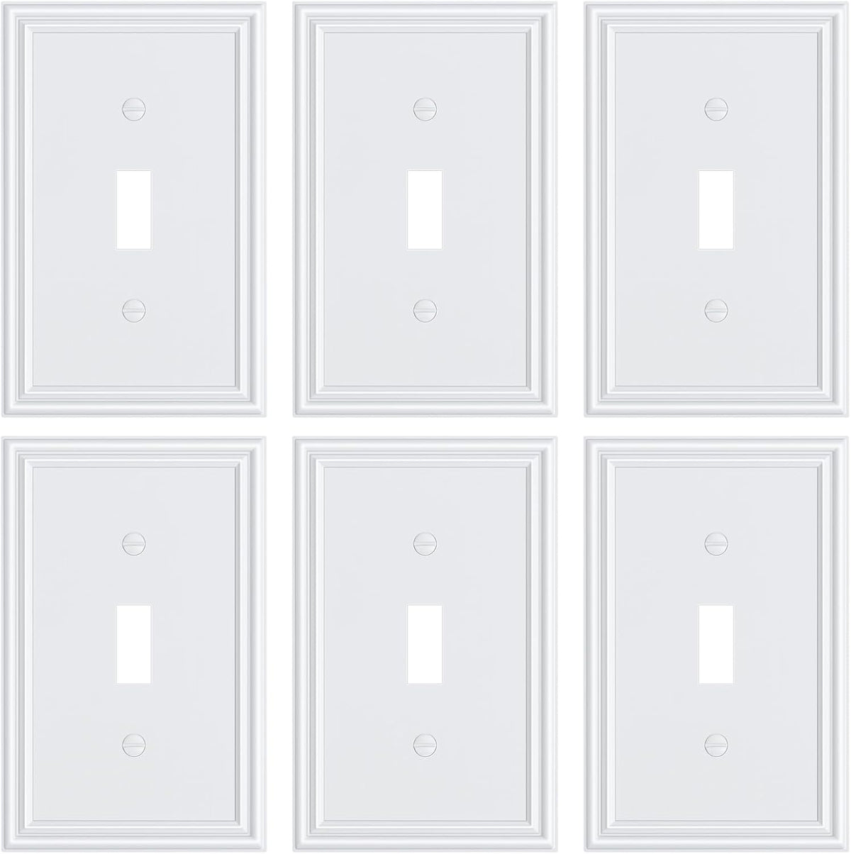 6-Pack Single Toggle Light Switch Cover Plate, Durable Solid Zinc Alloy Decorative Switch Plate