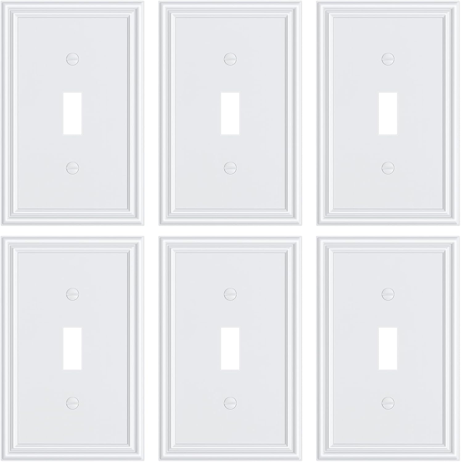 6-Pack Single Toggle Light Switch Cover Plate, Durable Solid Zinc Alloy Decorative Switch Plate