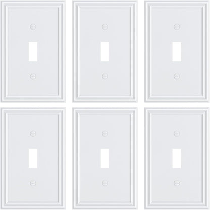 6-Pack Single Toggle Light Switch Cover Plate, Durable Solid Zinc Alloy Decorative Switch Plate