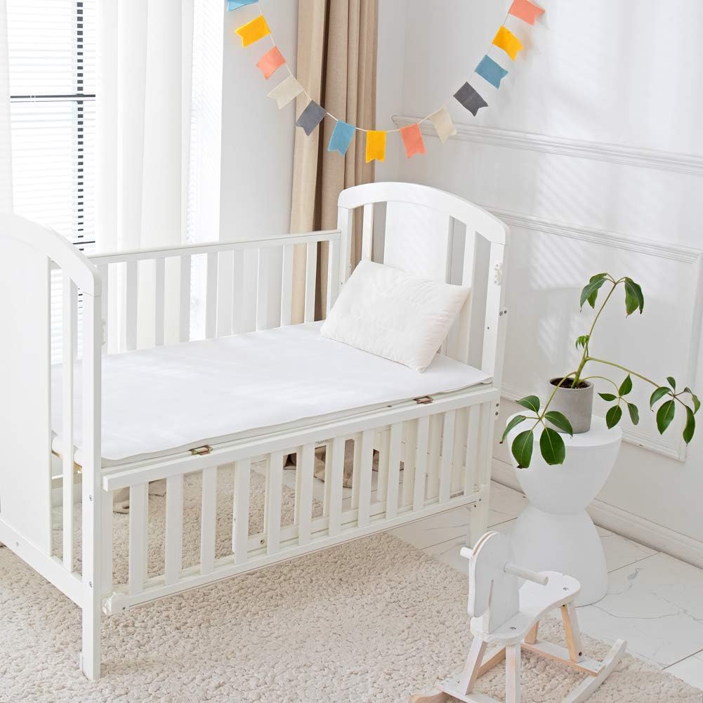Flannel Crib Protector Pad，100％ Waterproof Mattress Protector Pad, One Size, 27" X 50" White