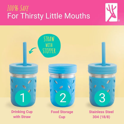 Elk and Friends 14oz Stainless Steel Kids + Toddler Drinking Cups | The Original Mason Jars with