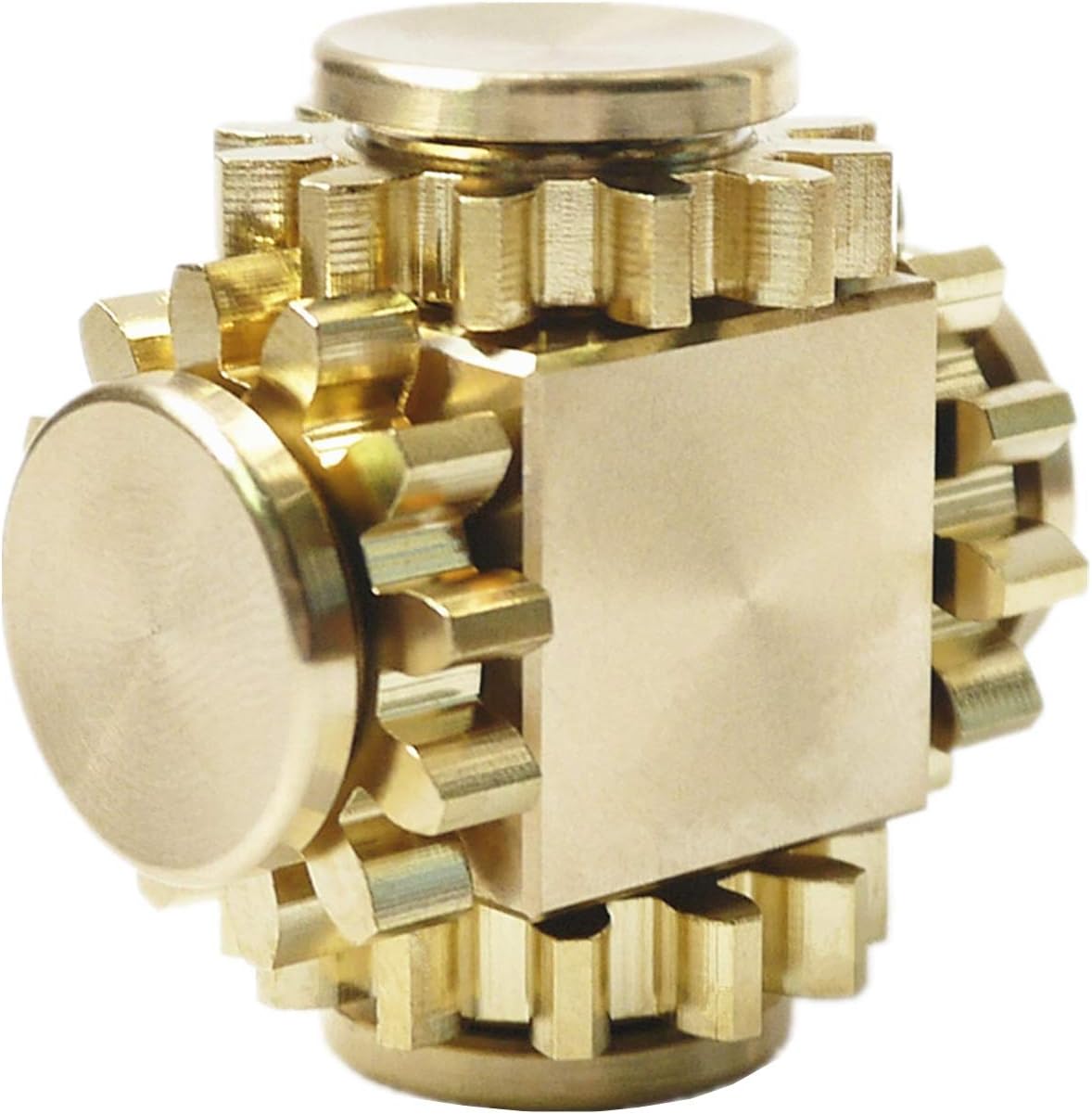 Fidget Cube Spinner, Linkage 4 Gears Figity Spin Finger Games, Metal Brass with Super Smooth