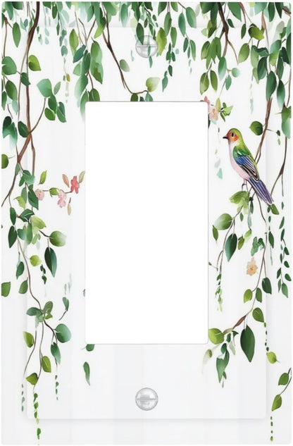 Decorative Outlet Covers Green Leaves Bird Eucalyptus Sage Plant 1 Gang Single Rocker Light Switch