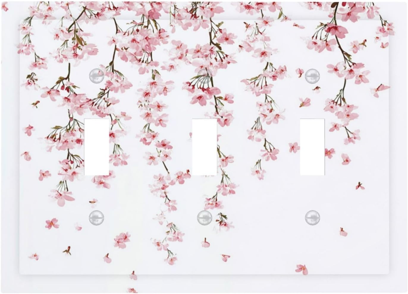 Decorative Switch Plates Sakura Plant Floral Pink Flowers 3 Gang Wall Plate Triple Toggle Light