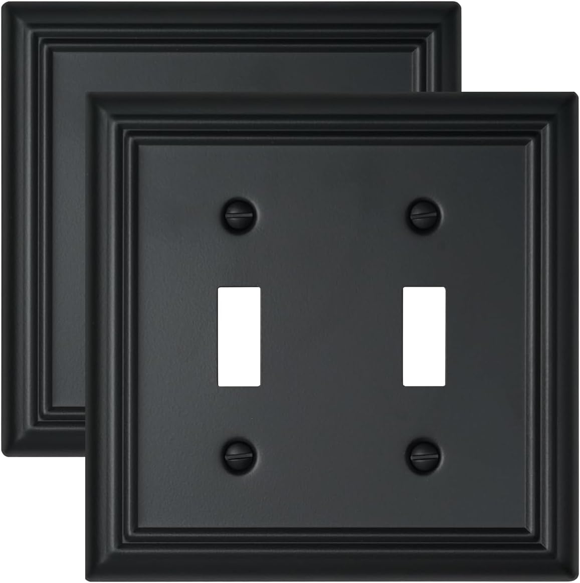 2-Pack Double Toggle Wall Plates, Durable Metal Light Switch Covers, Decorative Switch Plate Covers