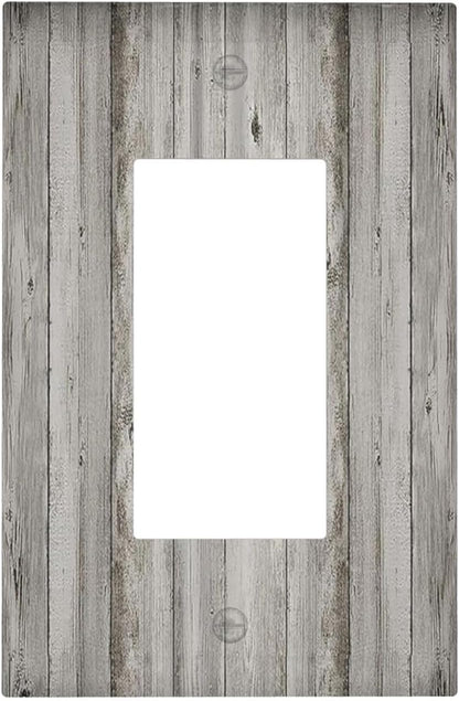 Decorative Outlet Covers Farmhouse Rustic Grey Barn Door Wood 1 Gang Single Rocker Light Switch