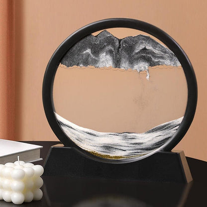 Moving Sand Art Picture in Motion Round Glass 3D Deep Sea Landscape, Dynamic Sand Art Sandscapes