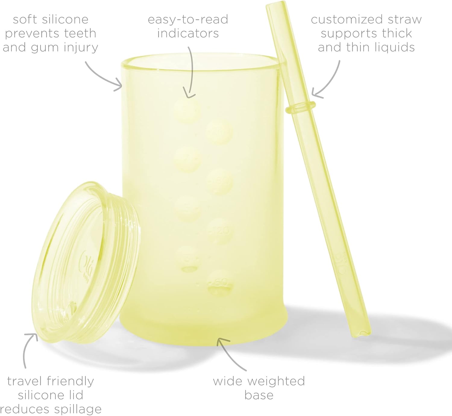 Olababy Clear View Silicone Training Cup with Straw Lid | Toddler Sippy Trainer 12mo+ | Unbreakable