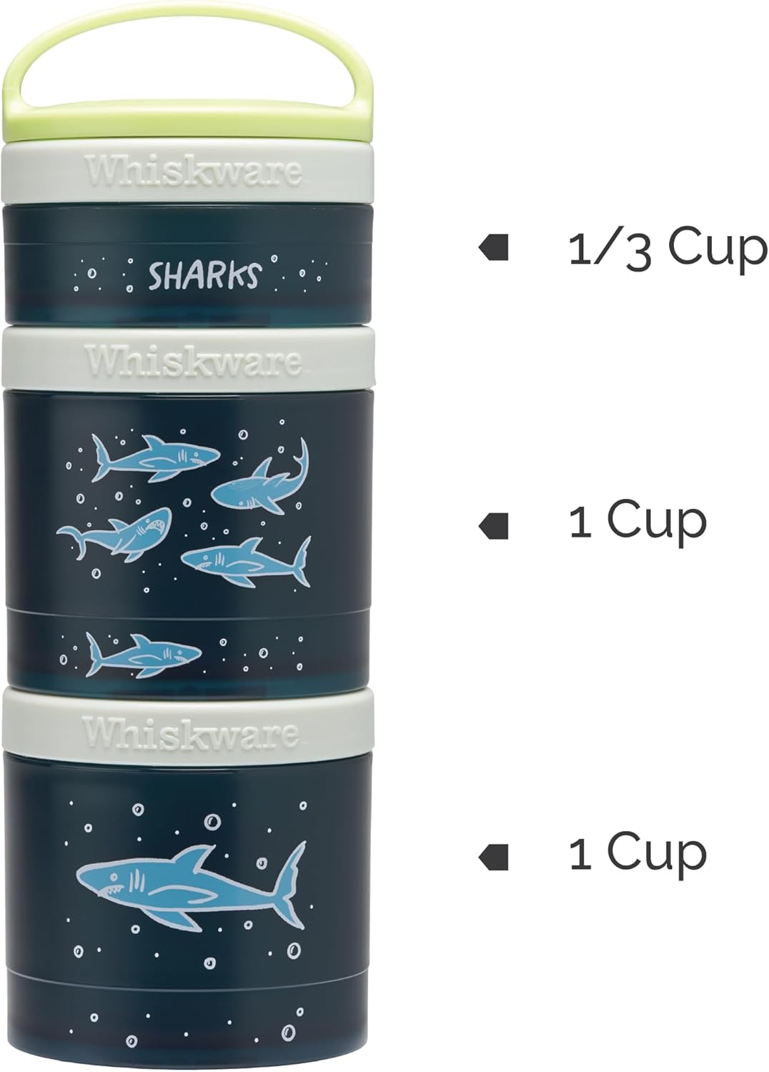 Whiskware Stackable Snack Containers for Kids and Toddlers, 3 Stackable Snack Cups for School or