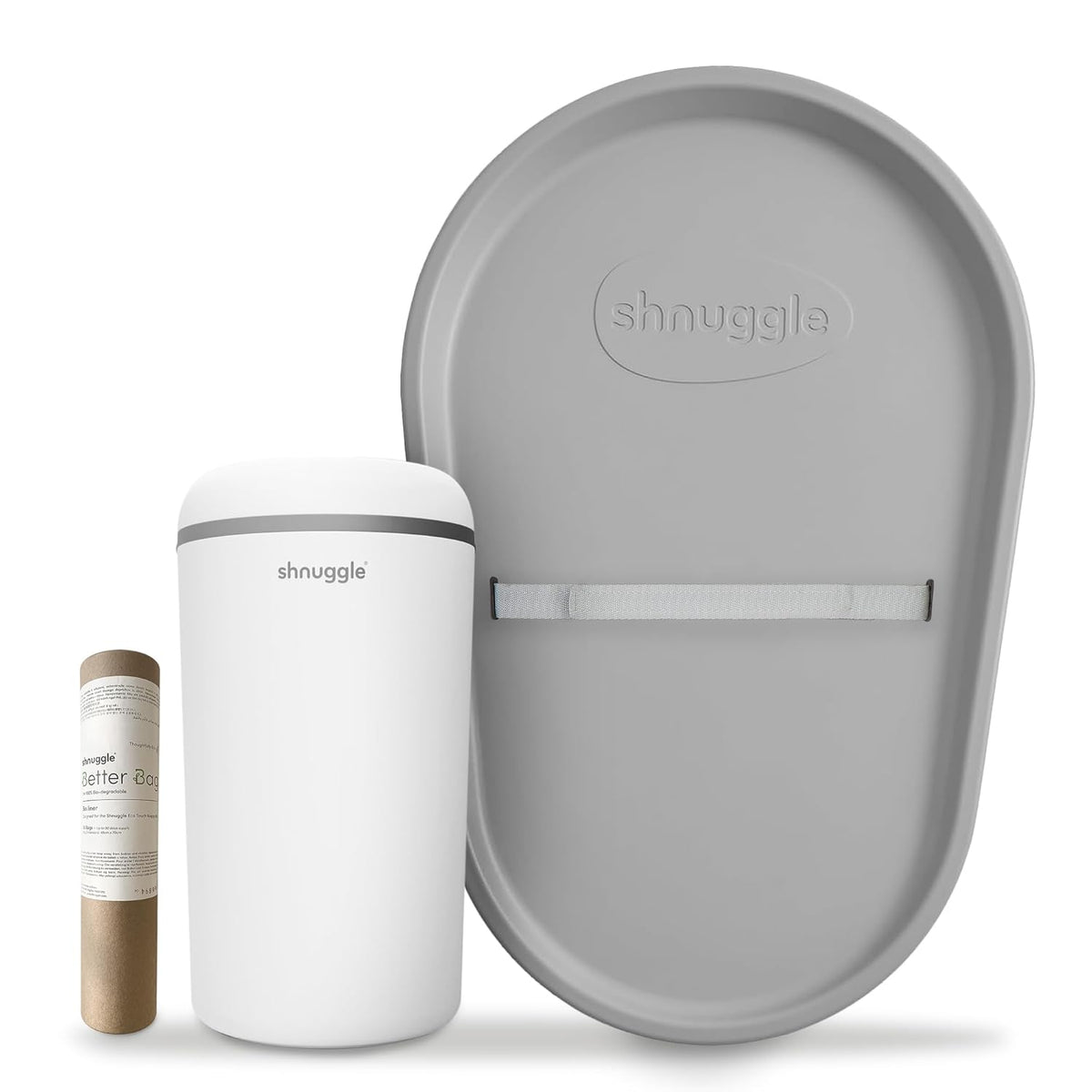 Changing Essentials Bundle - Squishy Changing Mat Grey + Eco-Touch Diaper Bin + Better Bag Liners