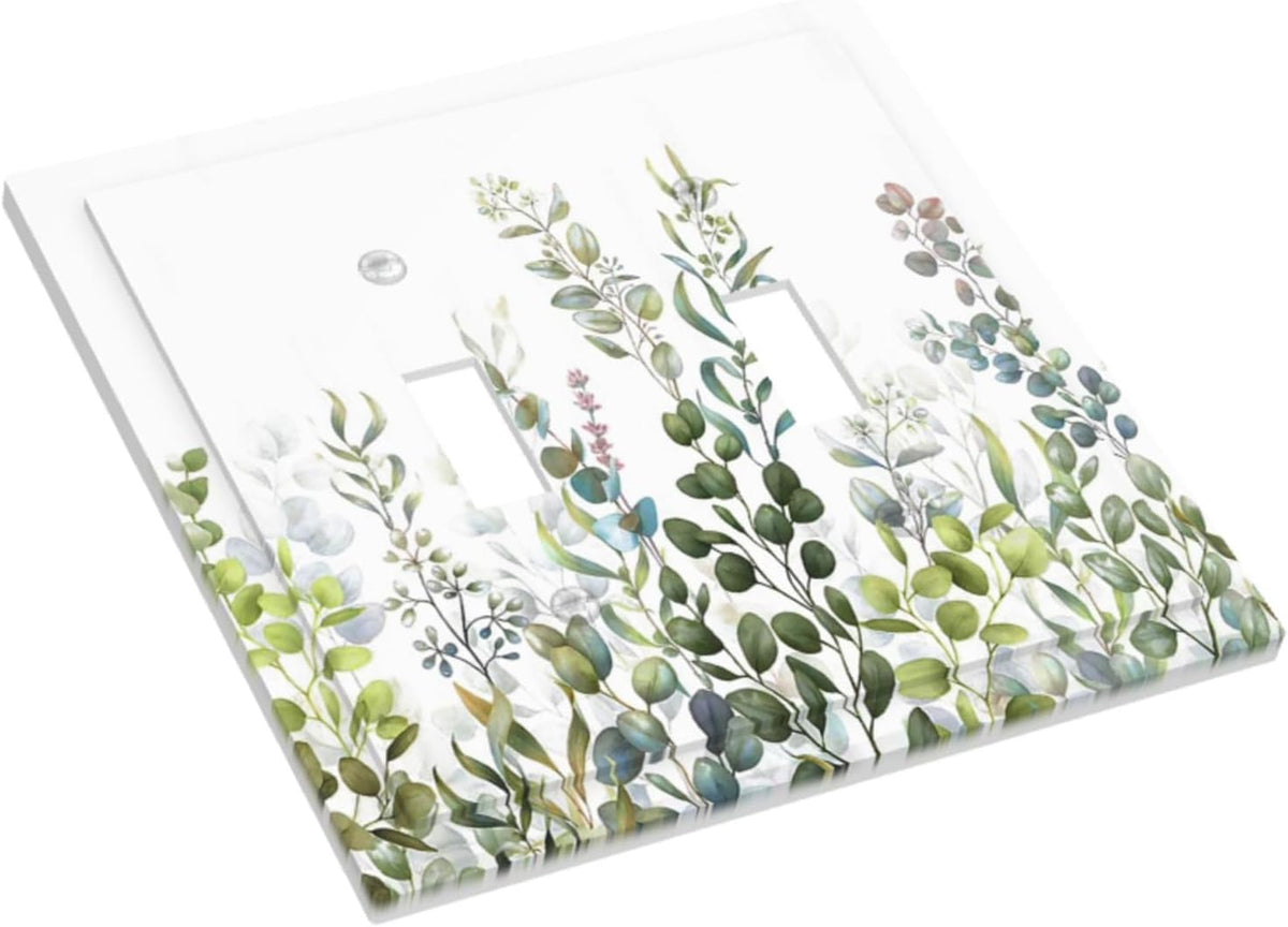 Green Eucalyptus Leaf Plant Herbs Springnature Decorative Switch Plates 2 Gang Double Toggle Outlet