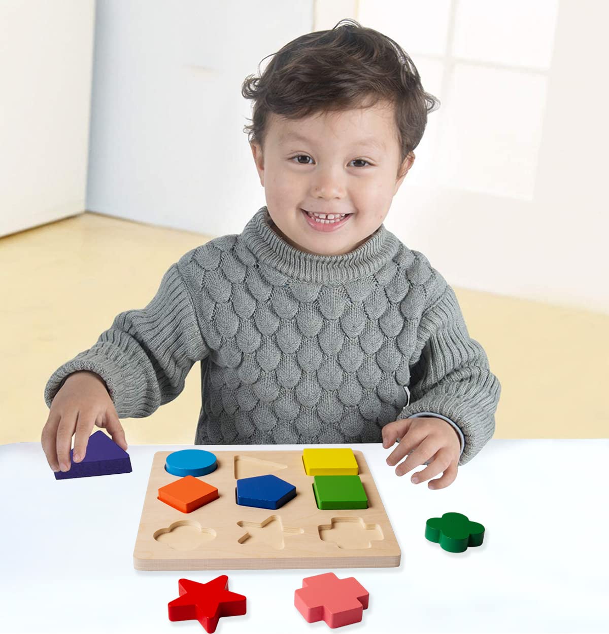 GYBBER&MUMU Preschool Colorful Wooden Shape Puzzle