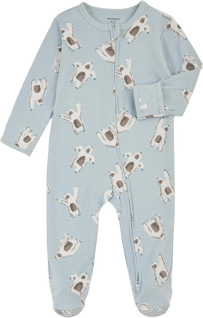 Aablexema Baby Footie Pajama with Mitten Cuffs, Double Zipper Infant Cotton clothes Sleeper Pjs