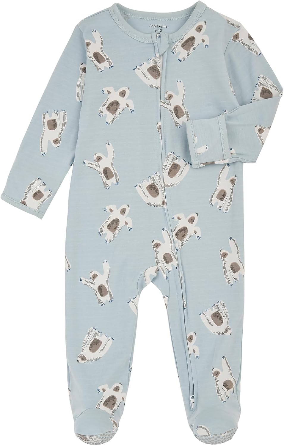 Aablexema Baby Footie Pajama with Mitten Cuffs, Double Zipper Infant Cotton clothes Sleeper Pjs