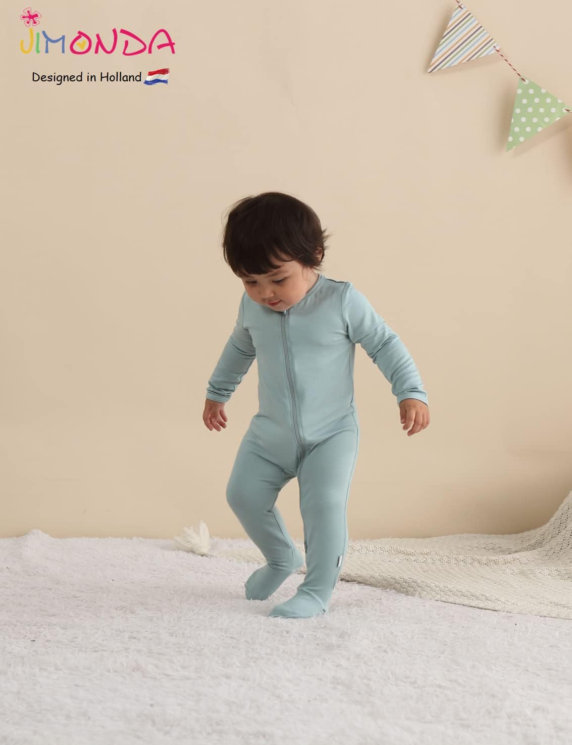 Jimonda Bamboo Baby Pajamas,Unisex Boys Girls One-Piece Footies,Long Sleeve Sleepers 2-Way Zip