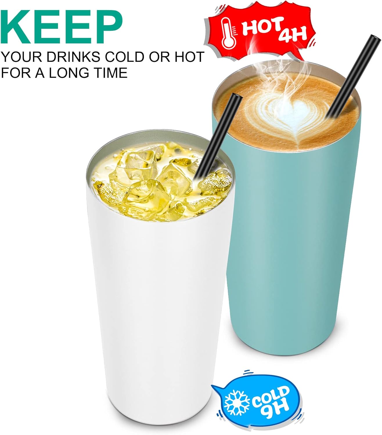 VEGOND 20oz Tumbler Bulk with Lid and Straw 1 Pack, Stainless Steel Vacuum Insulated Tumbler