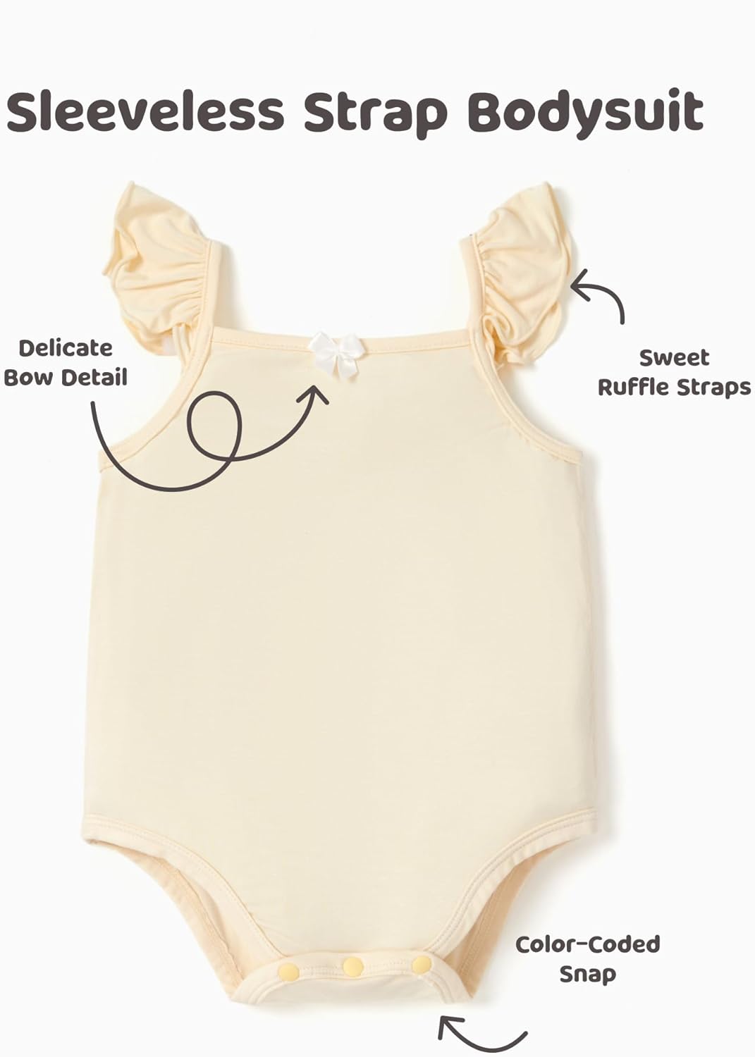 PATPAT Baby Girl Bodysuits - Soft Bamboo Viscose - Flutter Sleeves Cute Dress - Newborn Infant