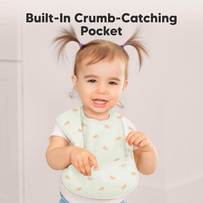 3-Pack Waterproof Baby Bibs for Eating - Lightweight Toddler Feeding Bibs with Large Food Catcher